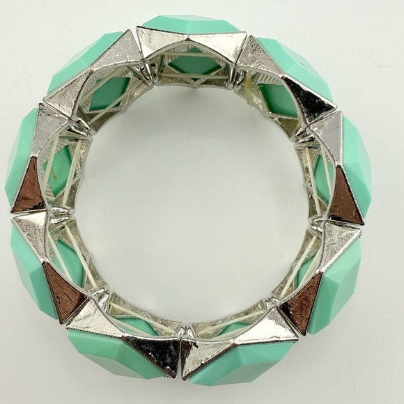 Geometric Turquoise Square Stone Women's Bracelet - Picture 4 of 10